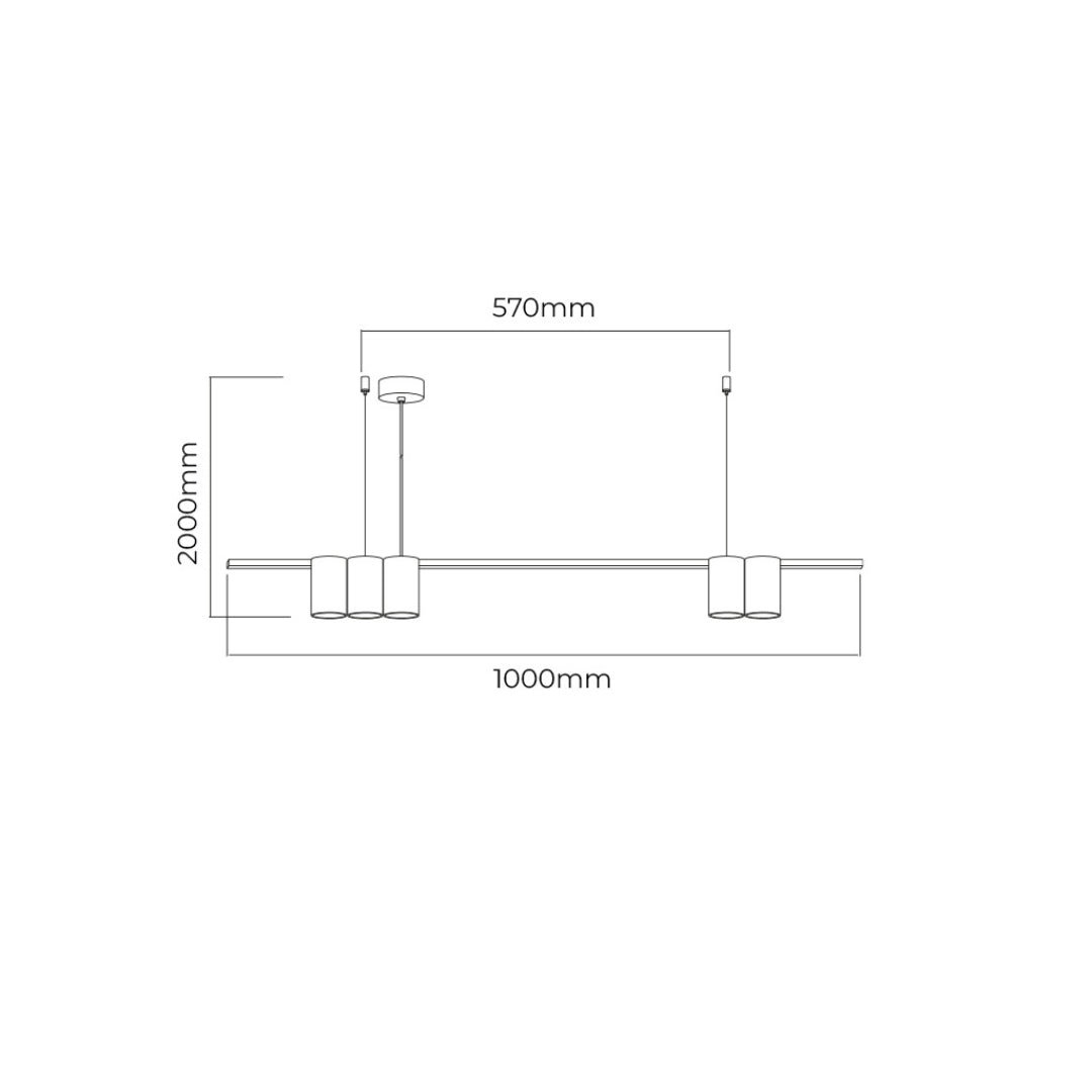 ISE pendelverlichting 5L 100cm